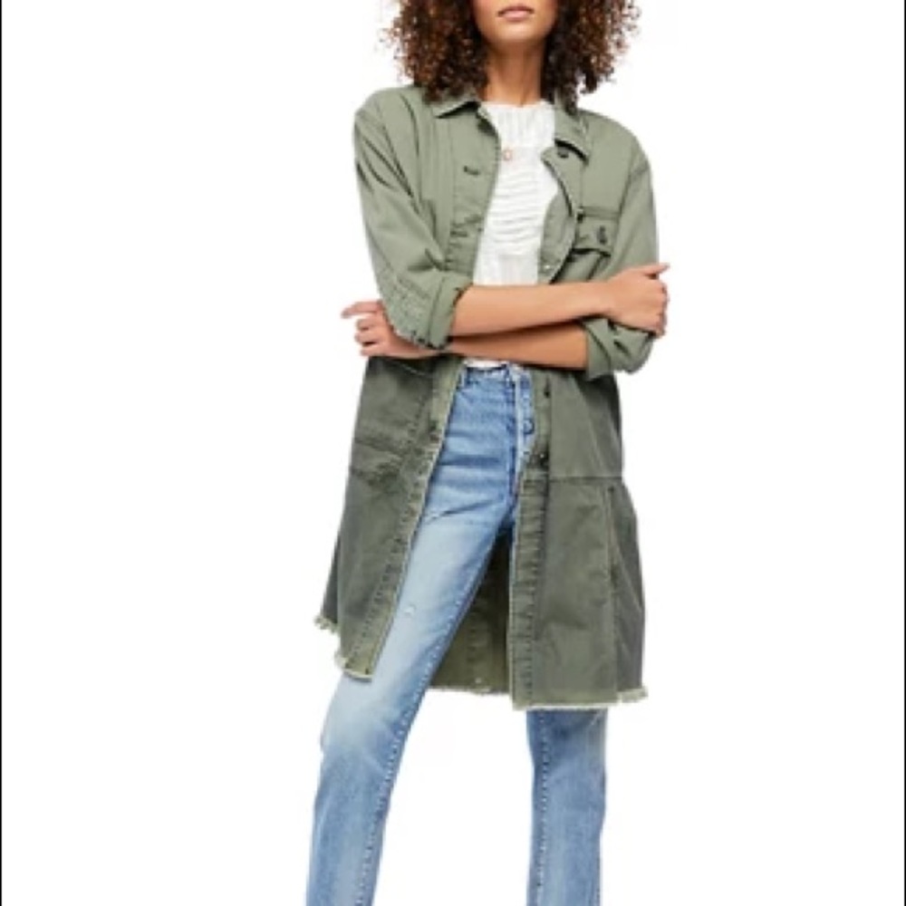 Free people forever young olive utility jacket